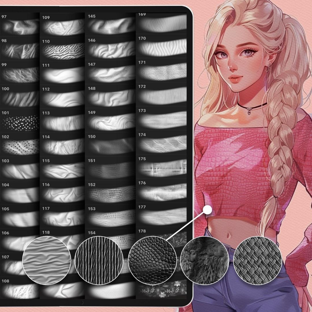 215 All-in-One Fabric Textures Brush Set for Procreate