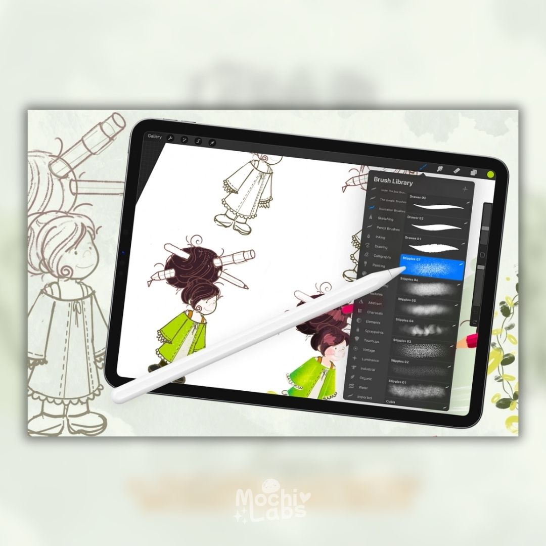 21 Textured Illustration Brushes for Procreate