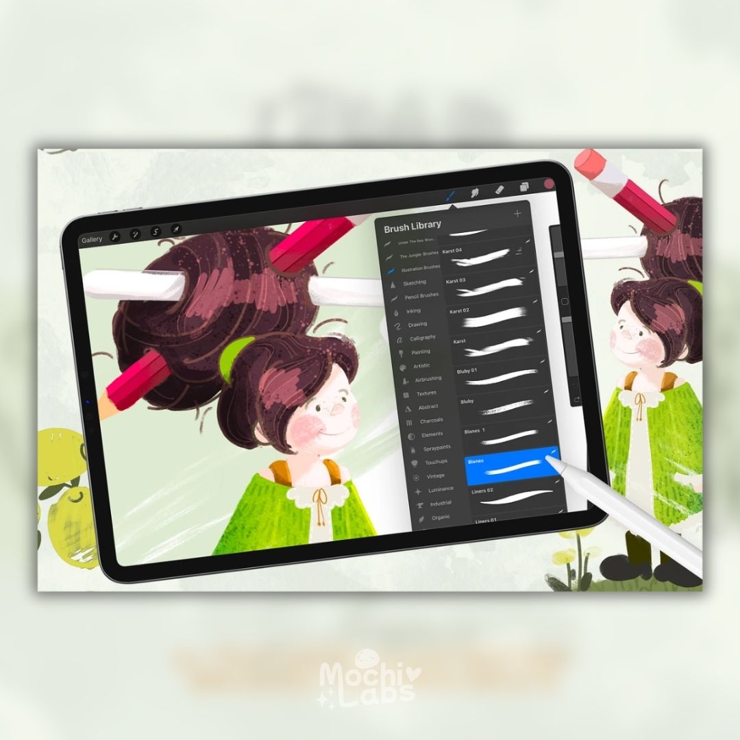 21 Textured Illustration Brushes for Procreate