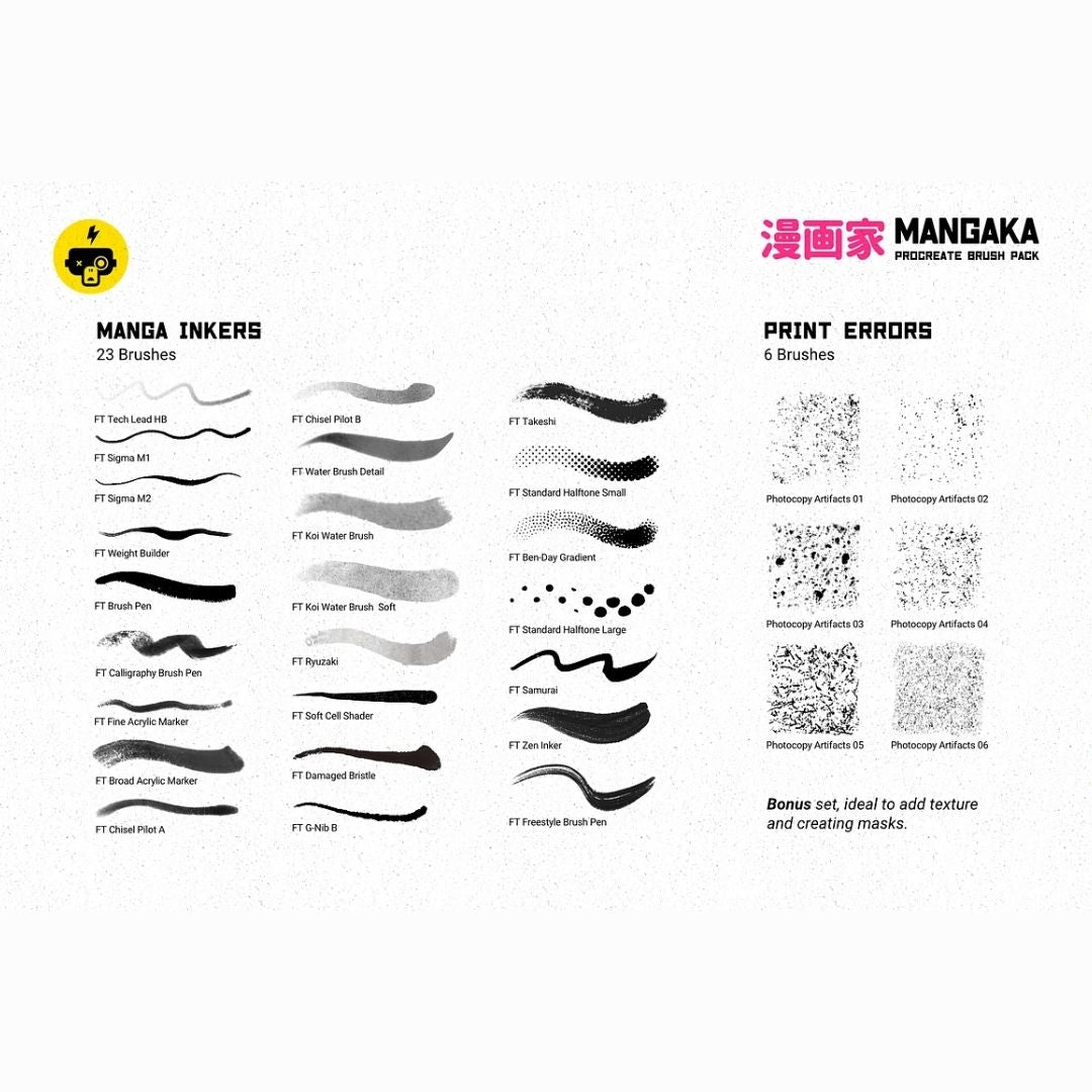 62 Mangaka Brush Pack for Procreate