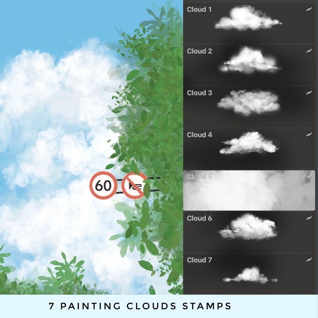 72 Cloud Pack – Brushes & Stamps for Procreate