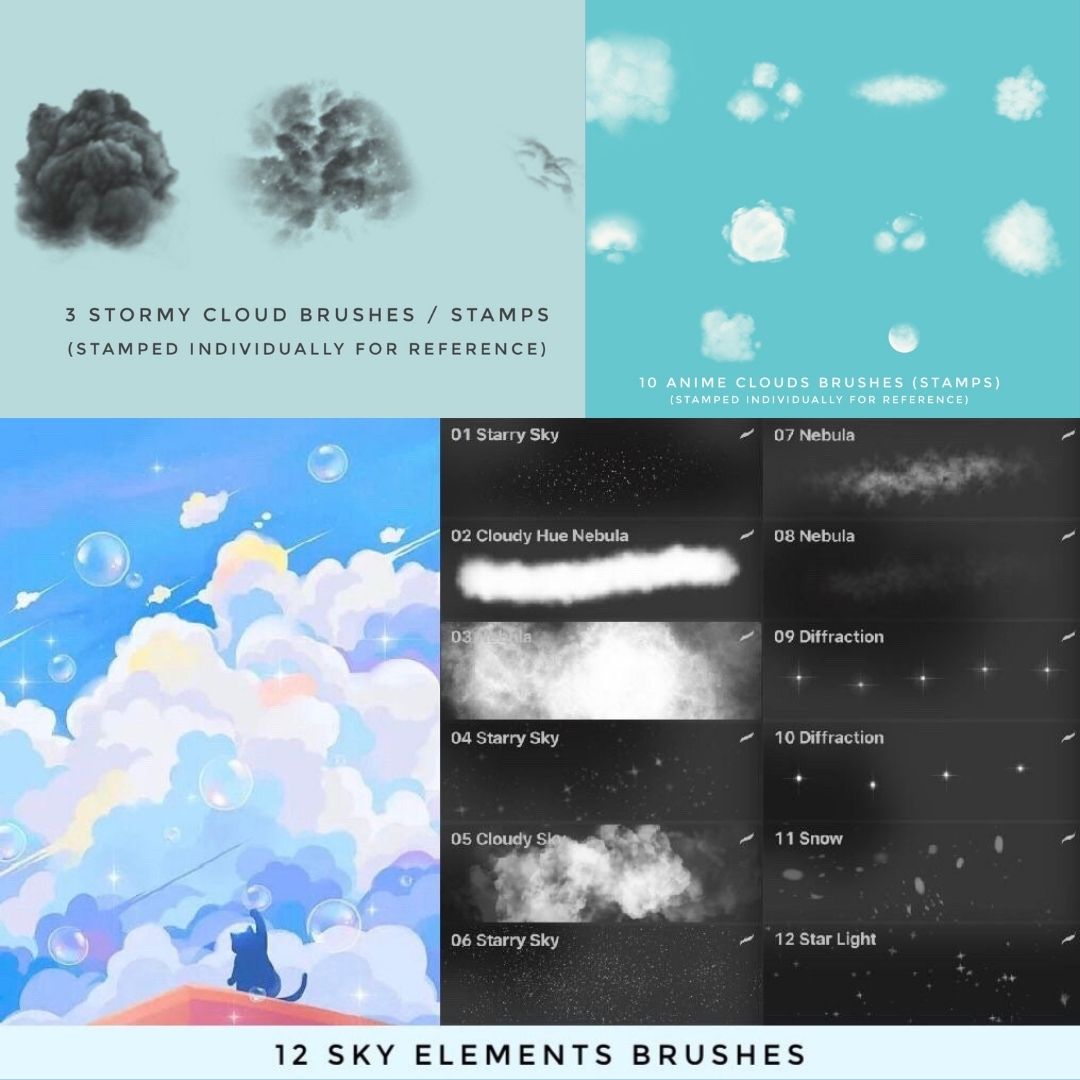 72 Cloud Pack – Brushes & Stamps for Procreate