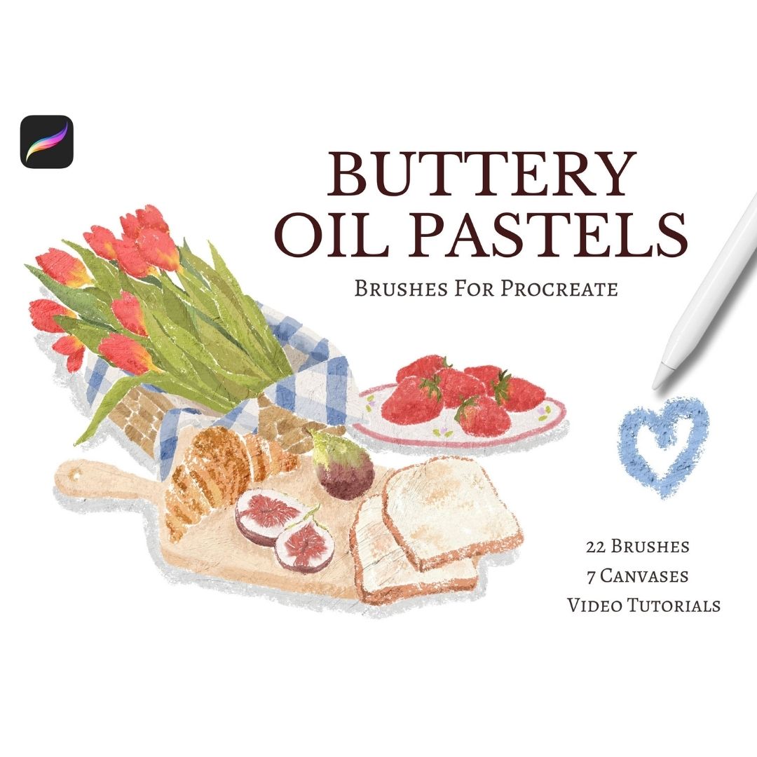 22 Buttery Oil Pastel Brush Set for Procreate
