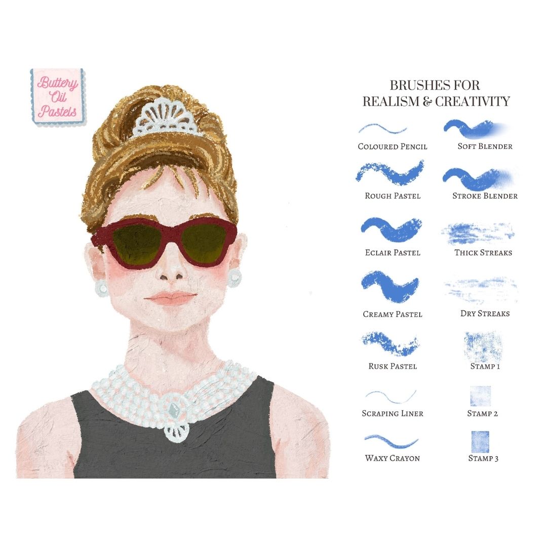 22 Buttery Oil Pastel Brush Set for Procreate