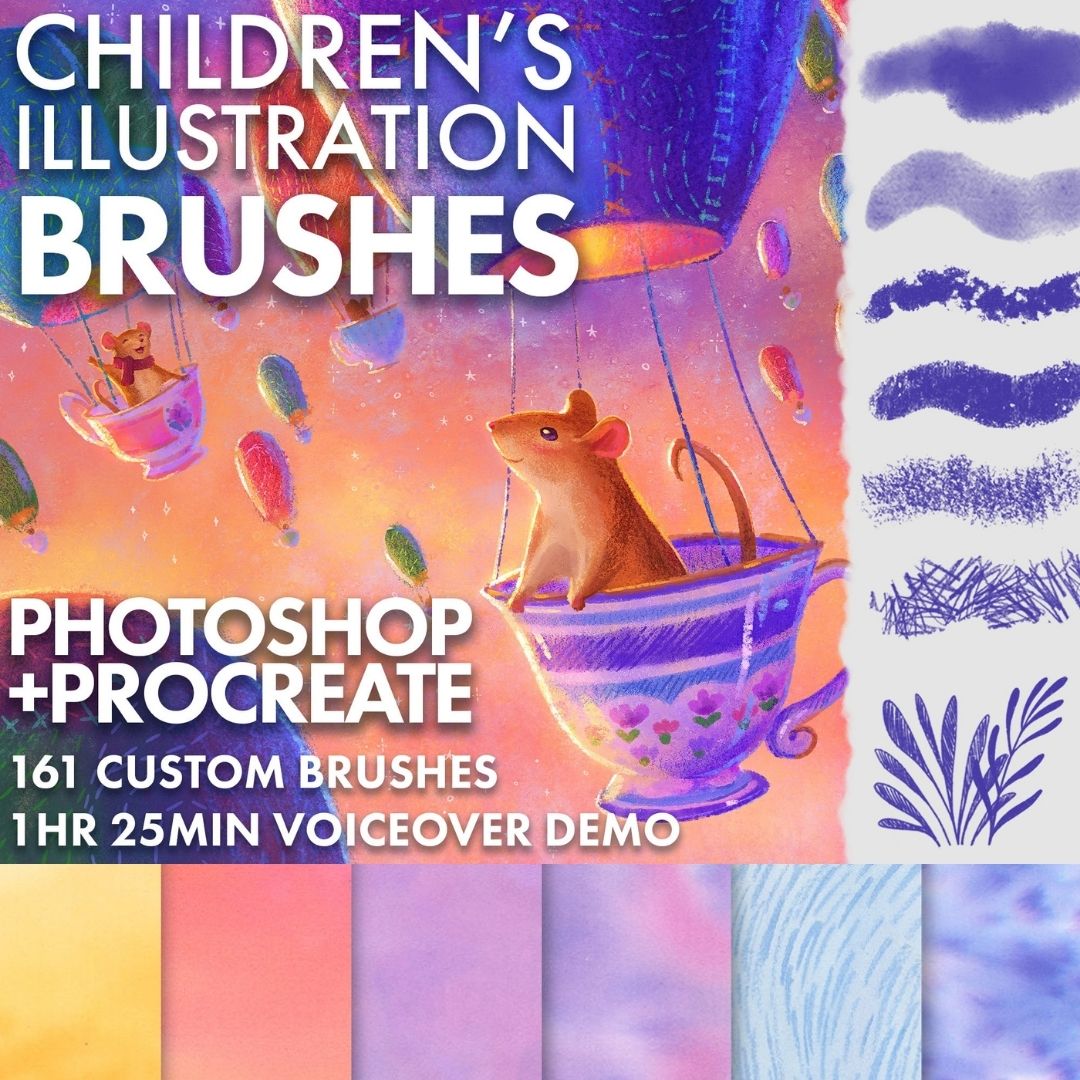 161 Children’s Illustration Brush Set for Procreate & Photoshop