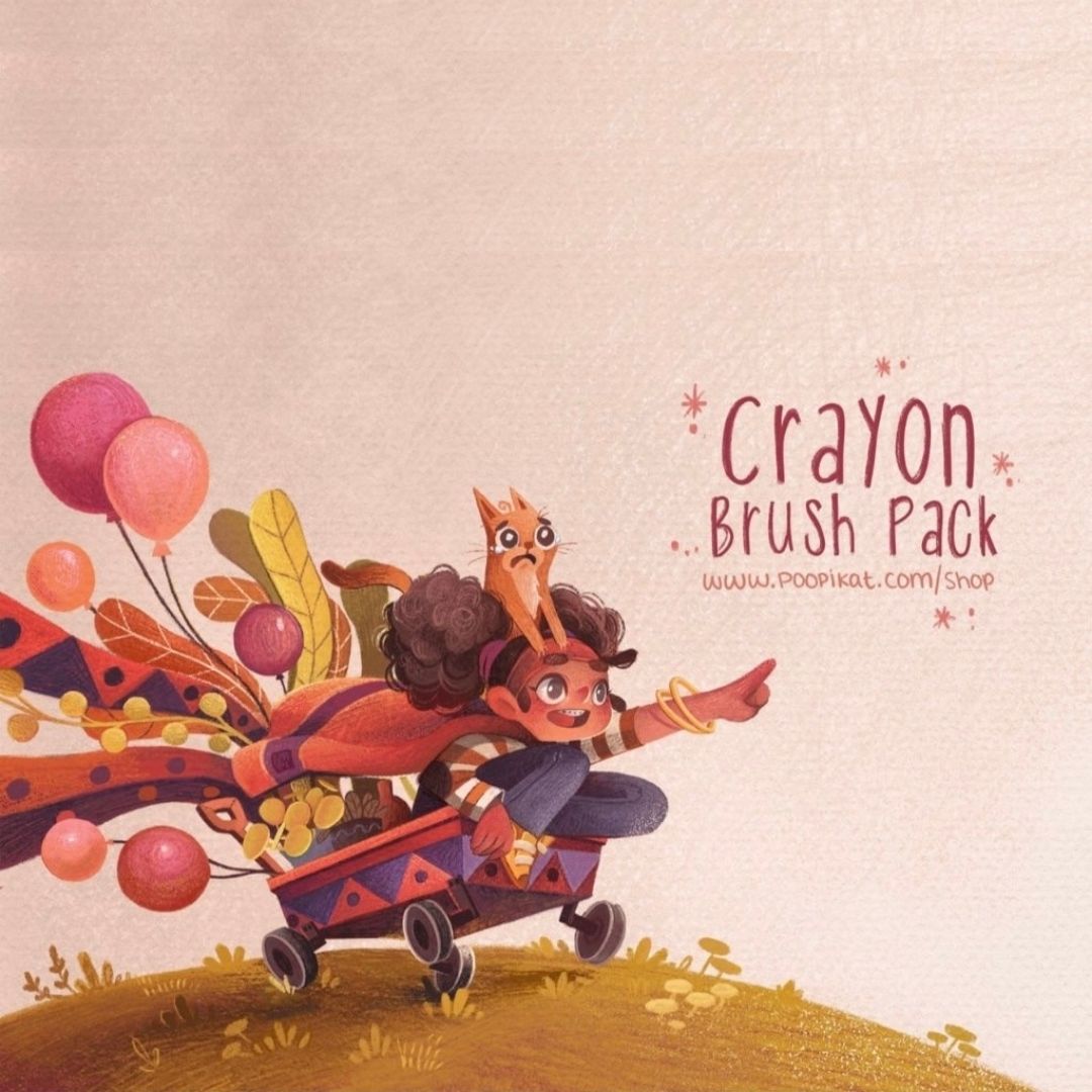 18 Crayon Brush Pack for Procreate