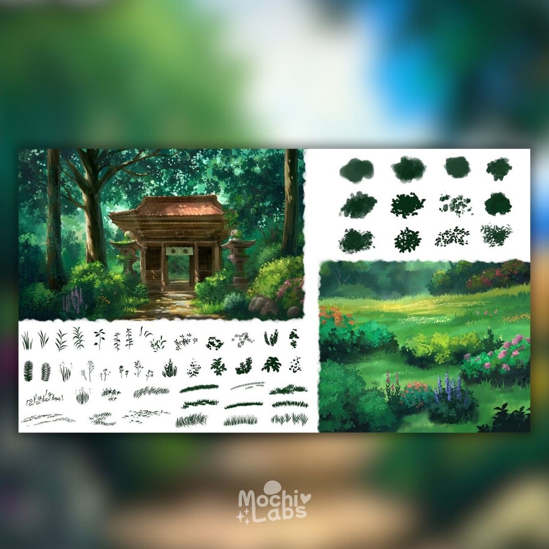 128 Ghibli-Inspired Brush Set for Procreate & Photoshop