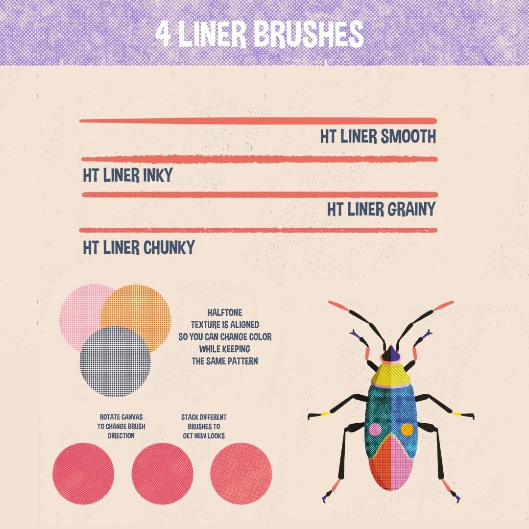 30 Halftone Brush Set for Procreate