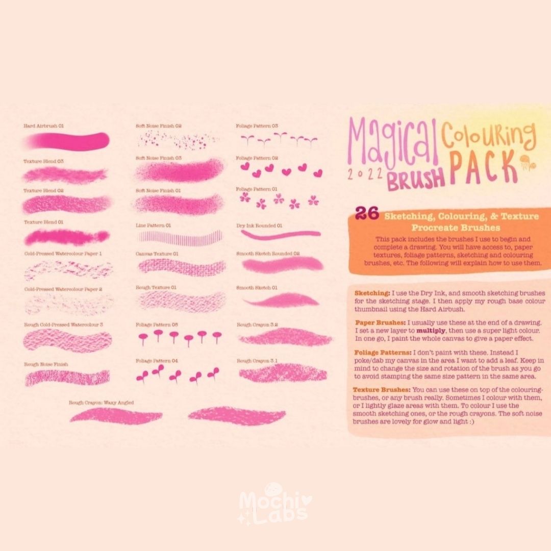 26 Magical Colouring Brush Pack for Procreate