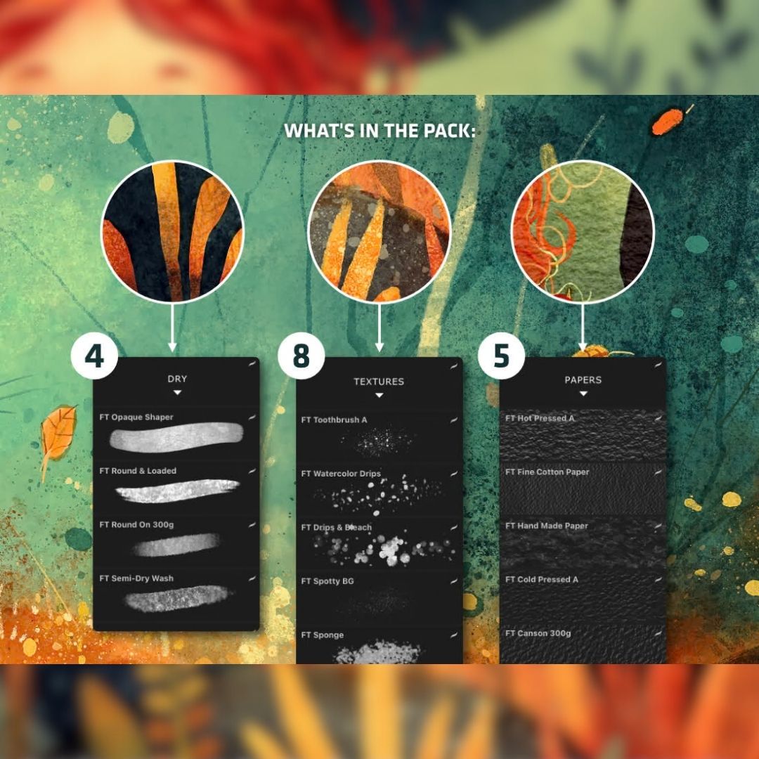 35 Magika Illustration Watercolor Brush Set for Procreate