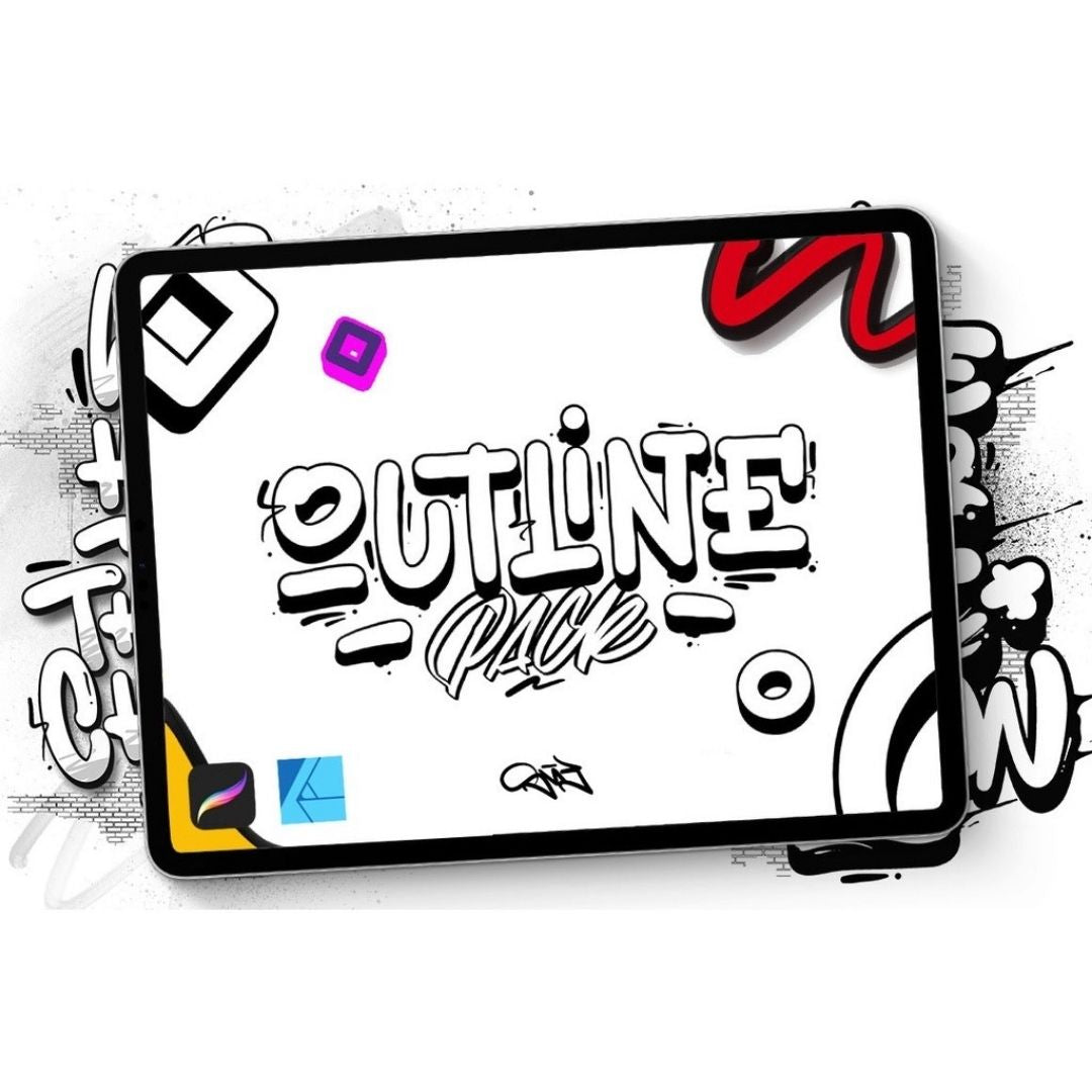 80+ Outline Pack – Procreate Lettering & Typography Brushes