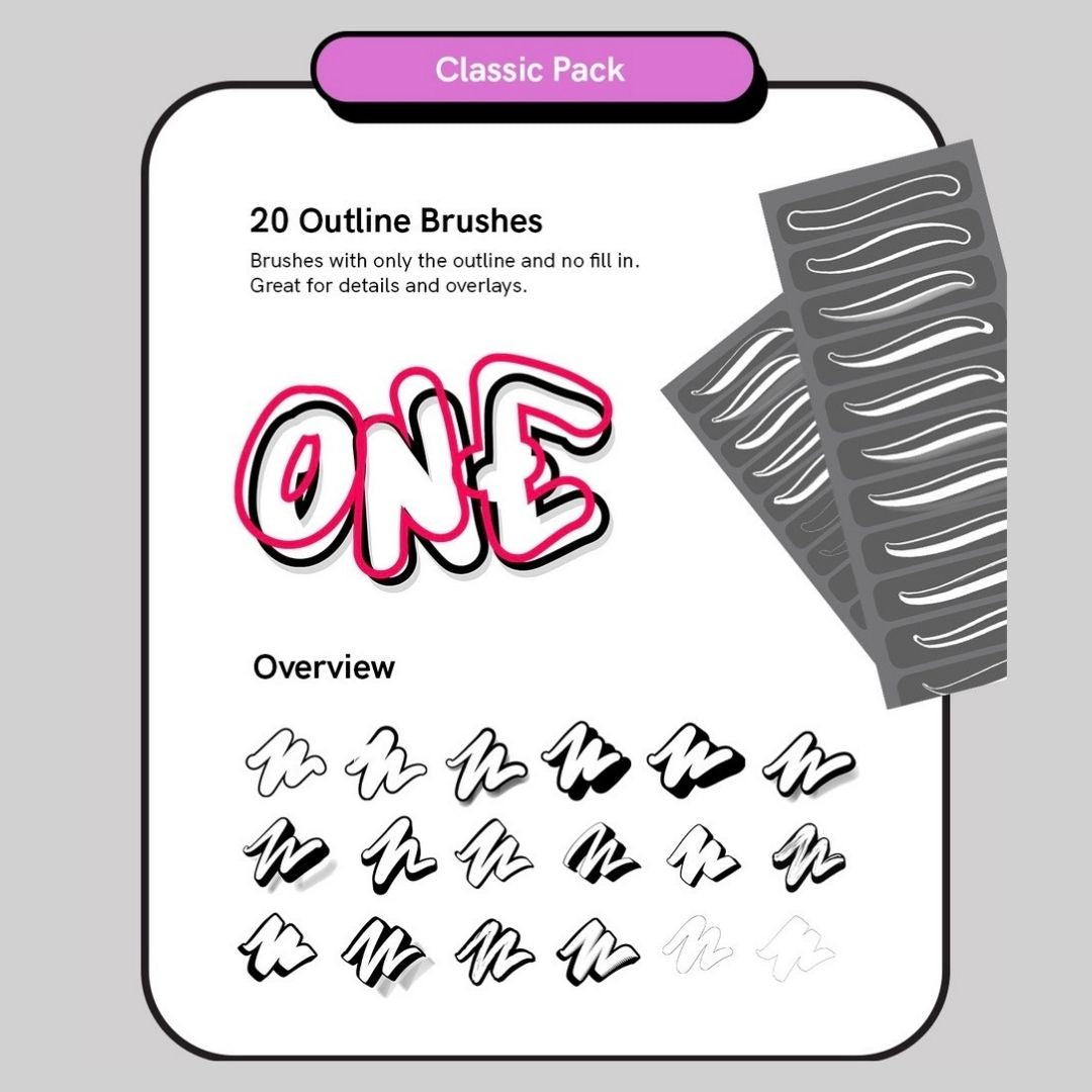 80+ Outline Pack – Procreate Lettering & Typography Brushes