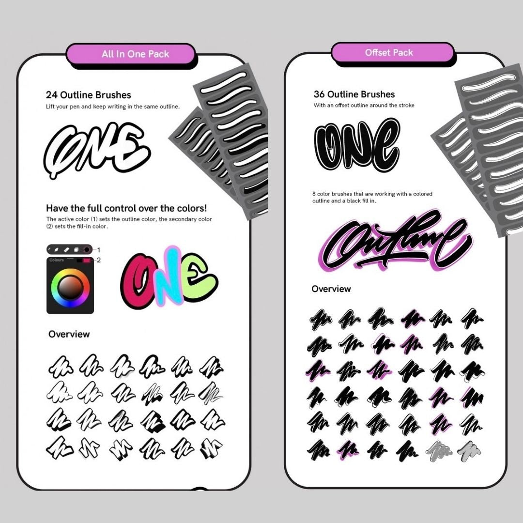 80+ Outline Pack – Procreate Lettering & Typography Brushes