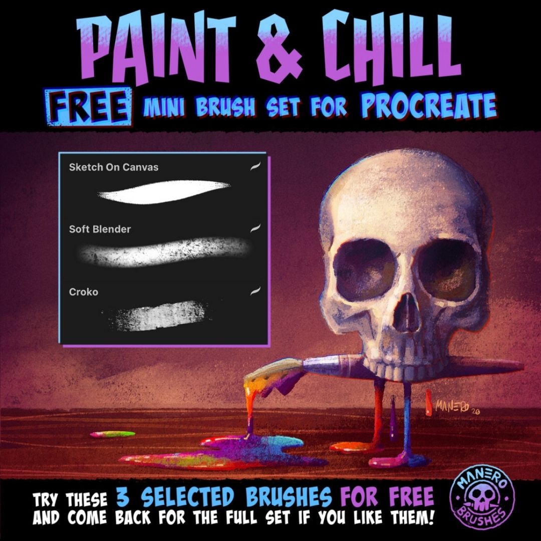 3-Brush “Paint & Chill” – FREE Mini Procreate Brush Set