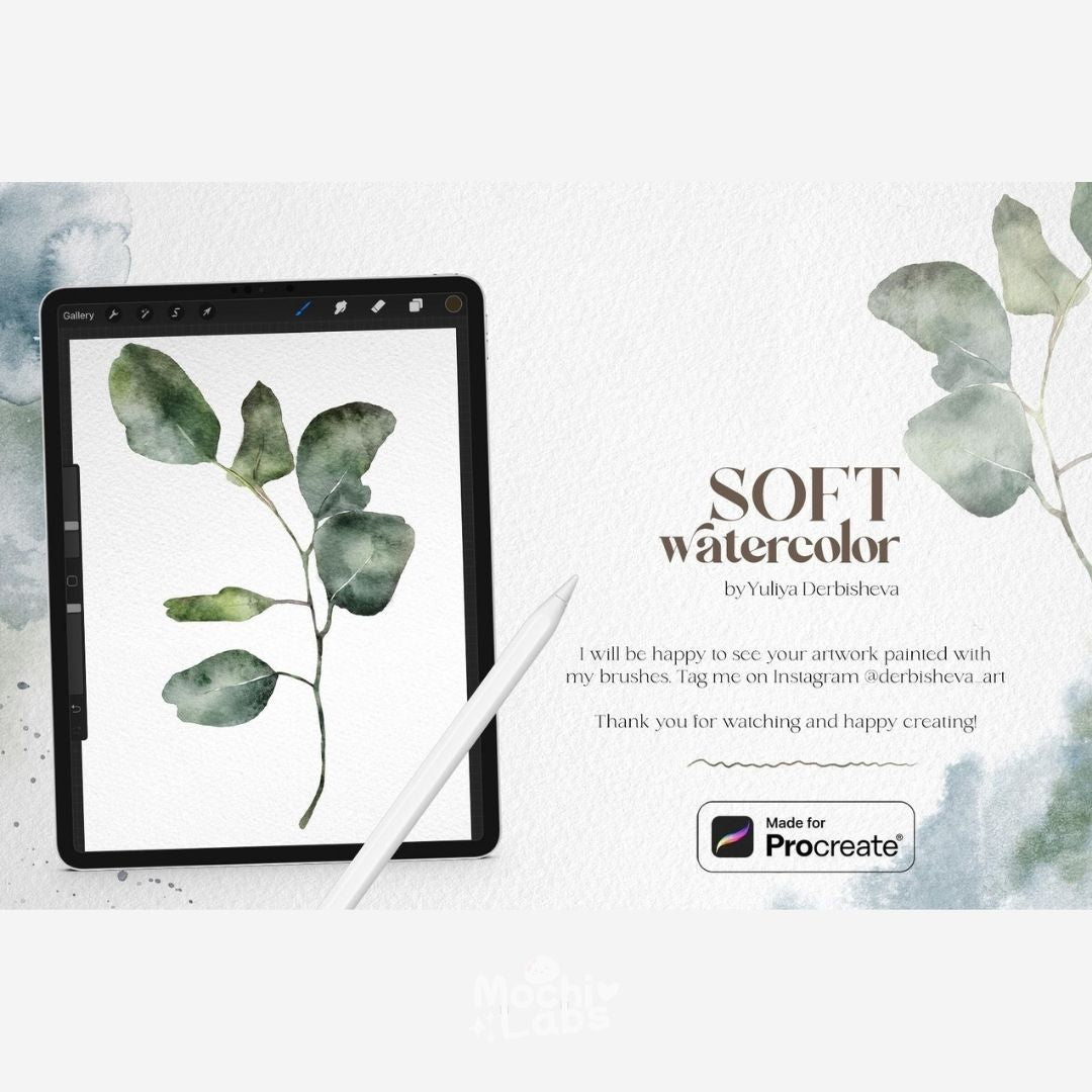 36 Soft Watercolor Brushes for Procreate