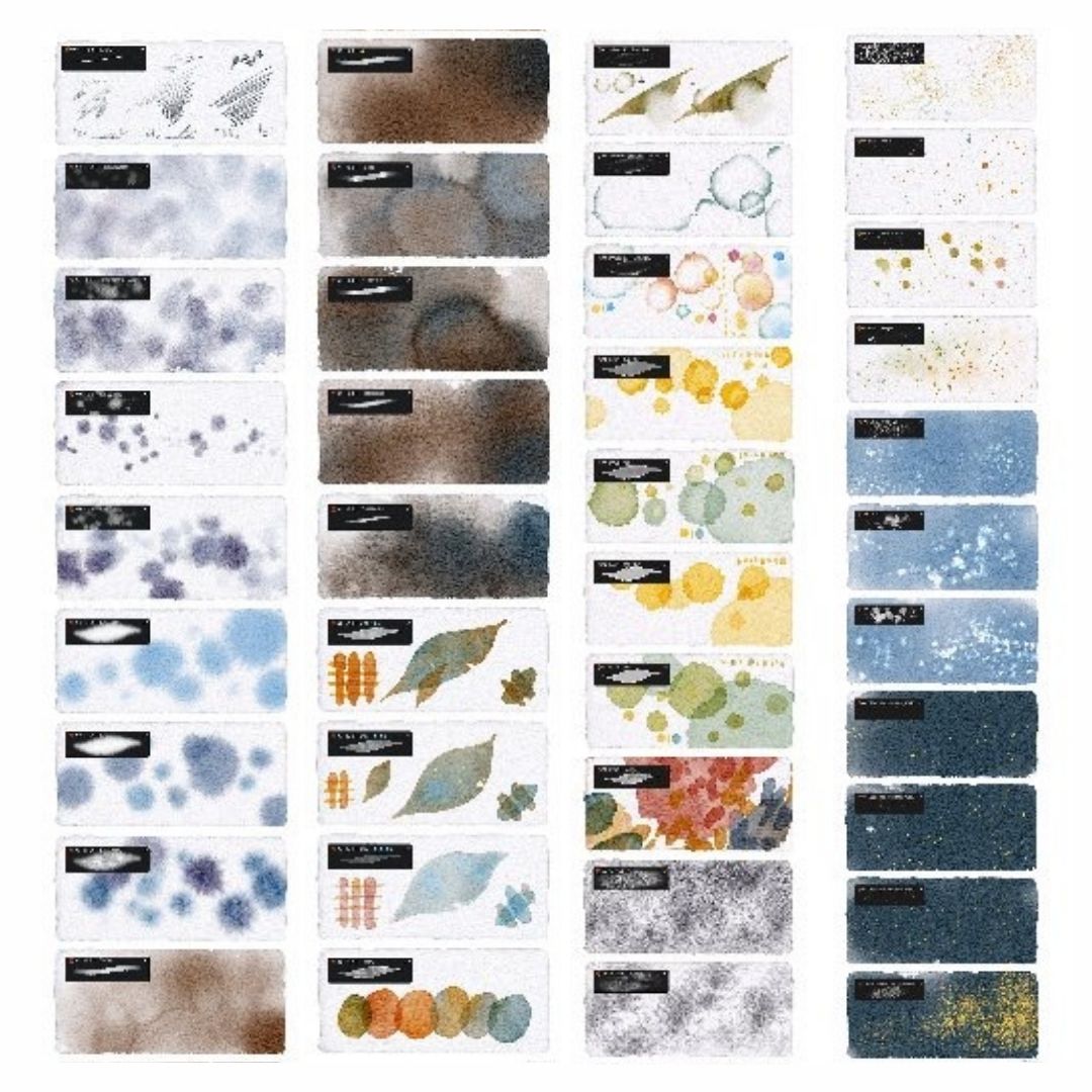 Watercolor Brushes, Canvas & Swatches