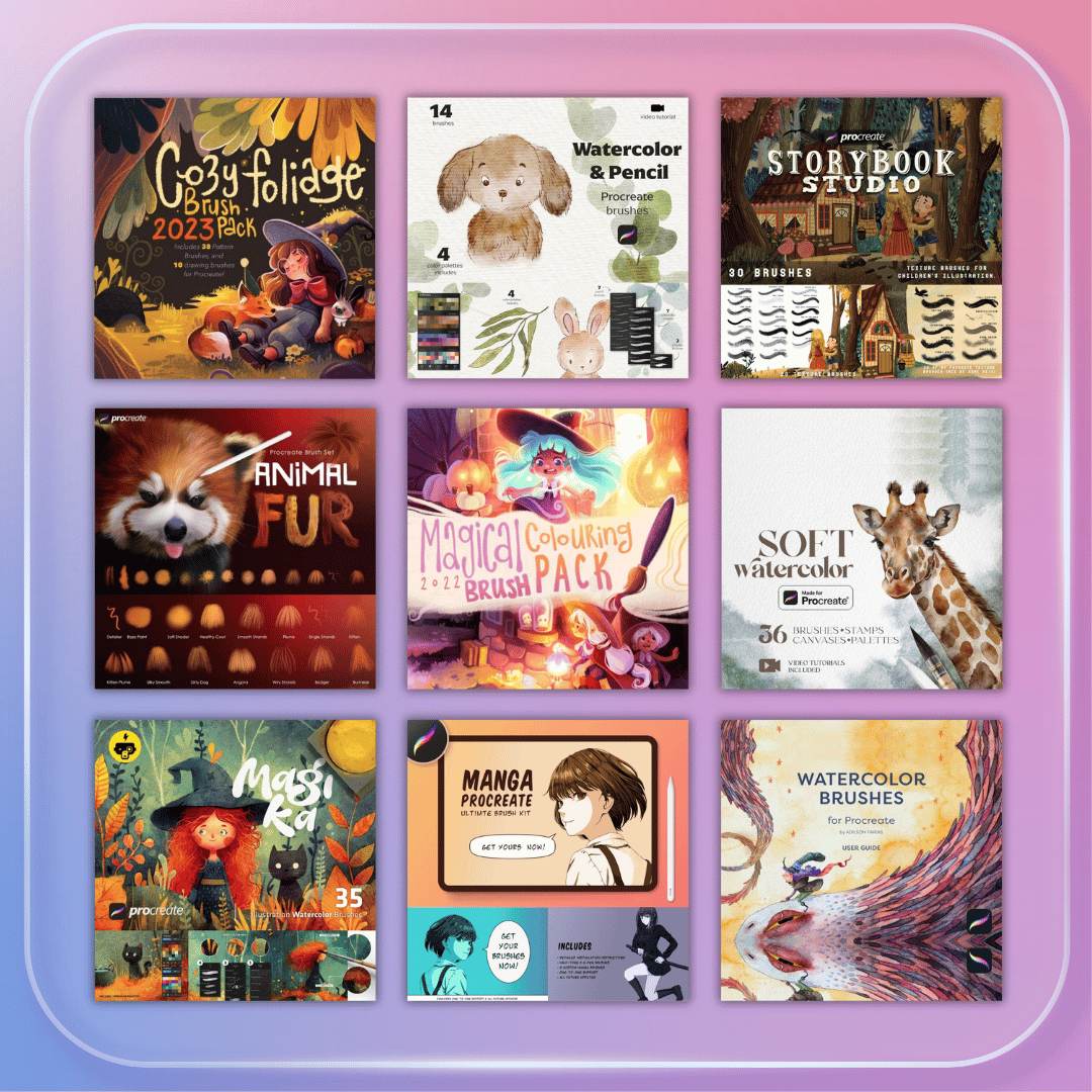 ALL-IN-ONE PROCREATE BUNDLE 64 COLLECTIONS [1000+ BRUSHES]