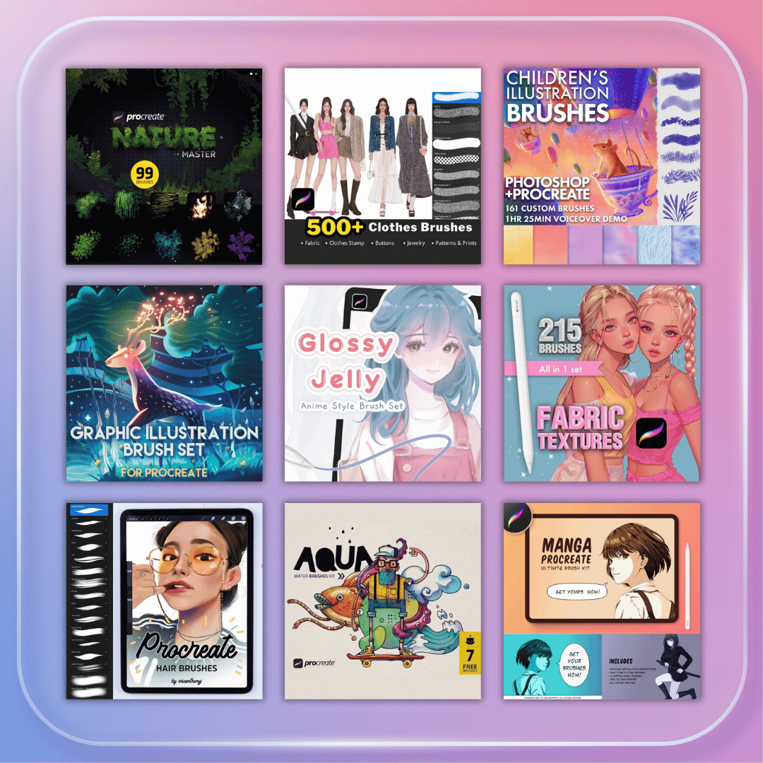 ALL-IN-ONE PROCREATE BUNDLE 64 COLLECTIONS [1000+ BRUSHES]