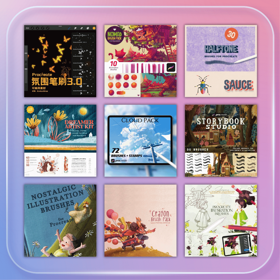 ALL-IN-ONE PROCREATE BUNDLE 64 COLLECTIONS [1000+ BRUSHES]