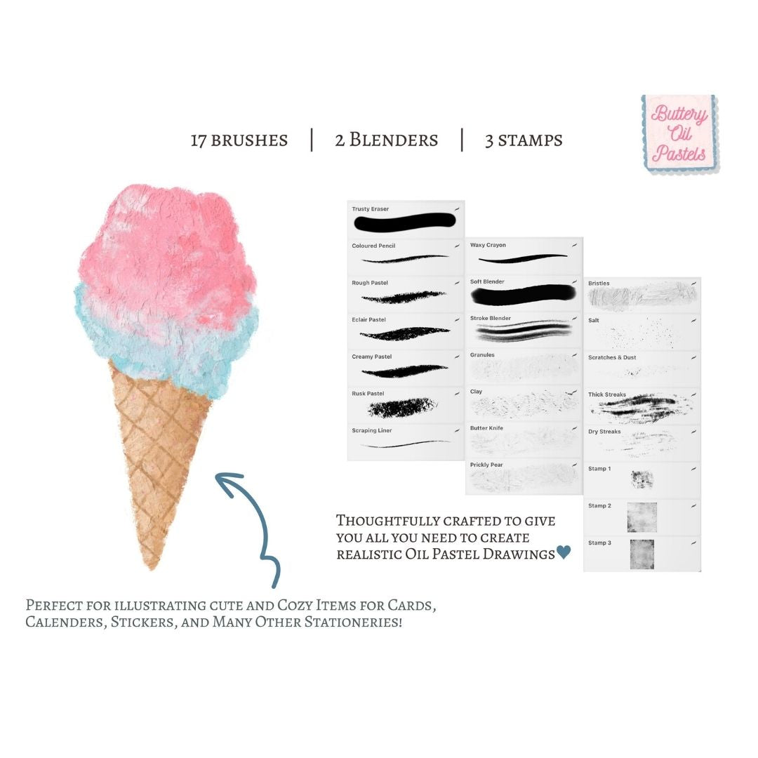 22 Buttery Oil Pastel Brush Set for Procreate