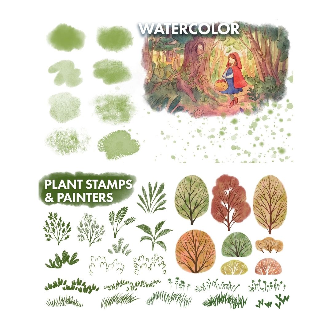 161 Children’s Illustration Brush Set for Procreate & Photoshop