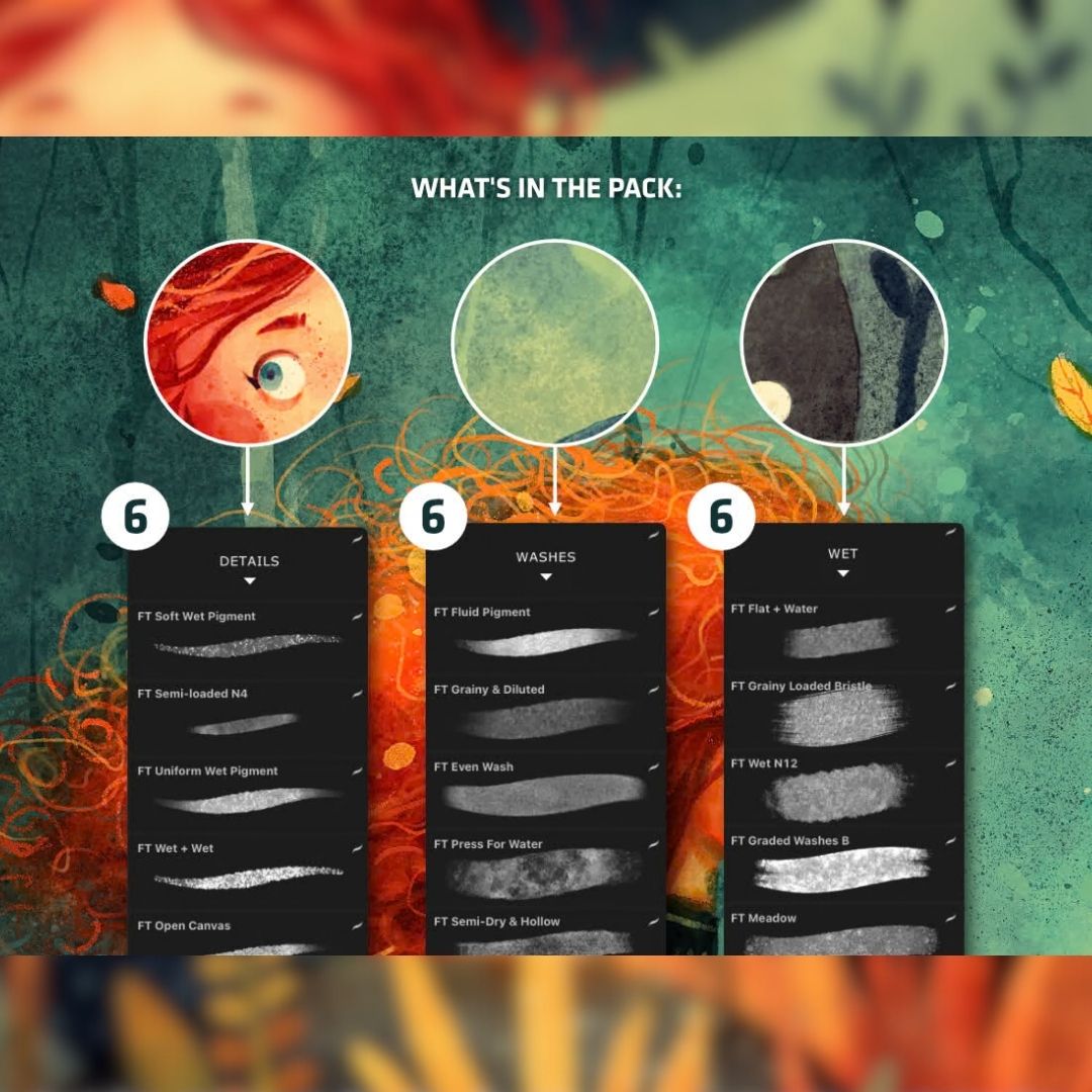 35 Magika Illustration Watercolor Brush Set for Procreate