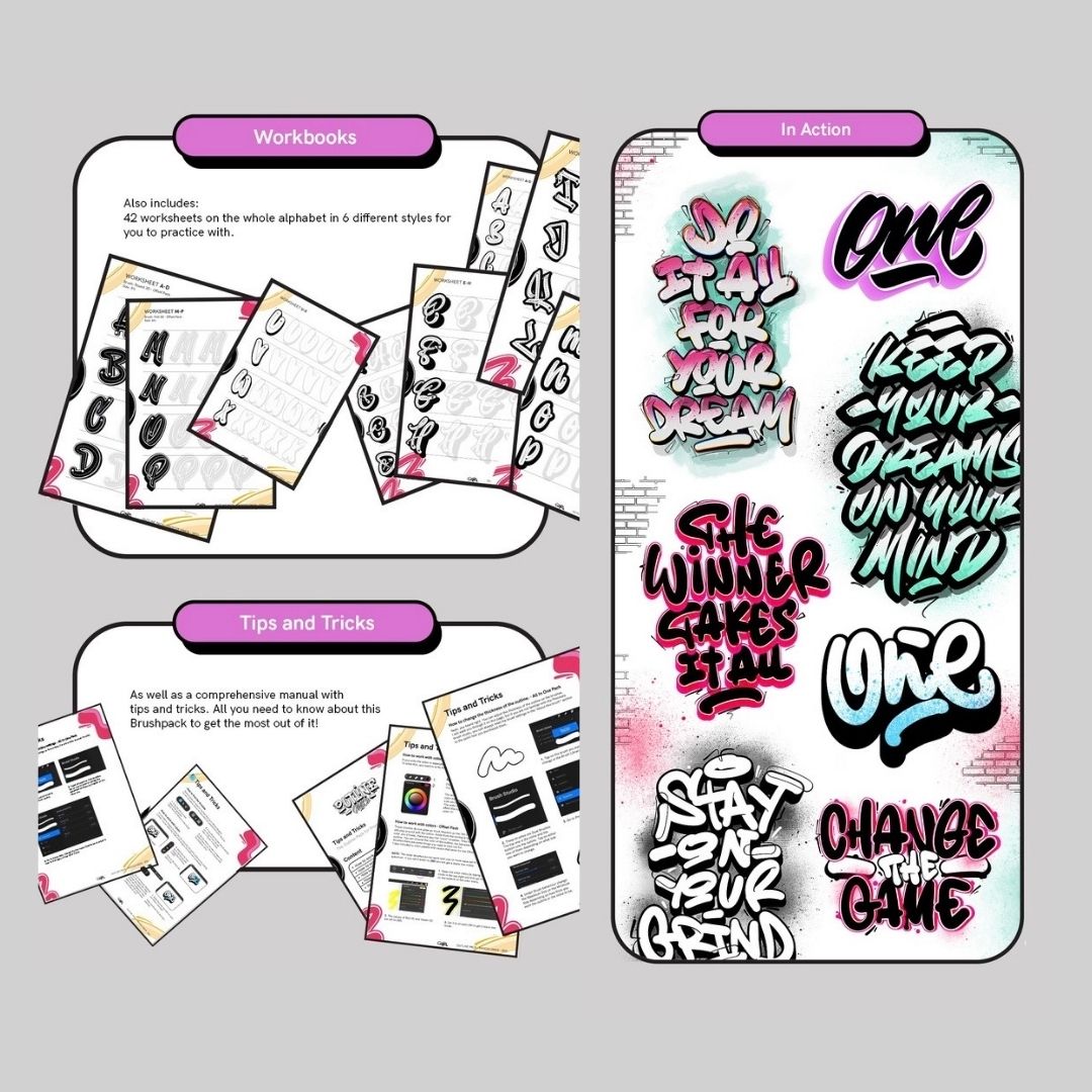 80+ Outline Pack – Procreate Lettering & Typography Brushes