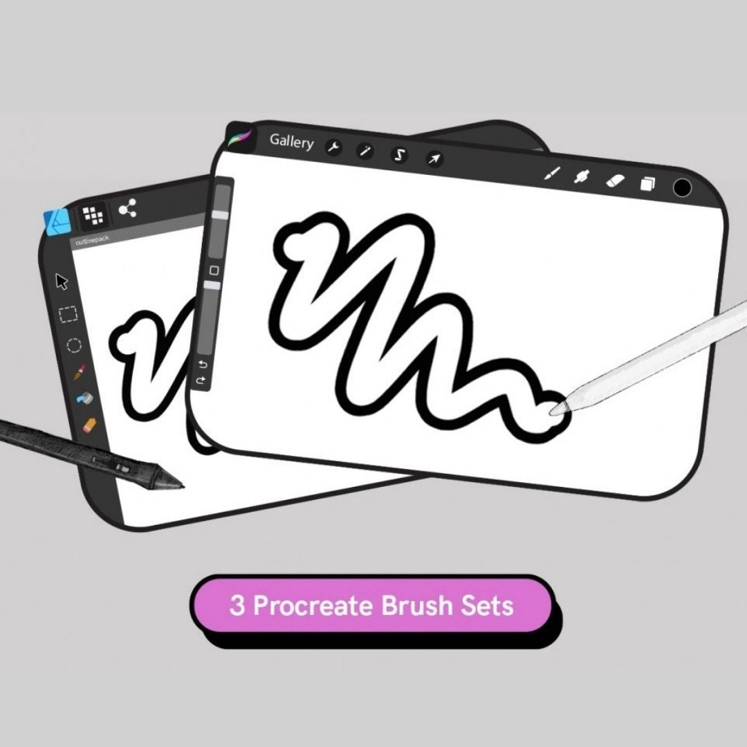 80+ Outline Pack – Procreate Lettering & Typography Brushes