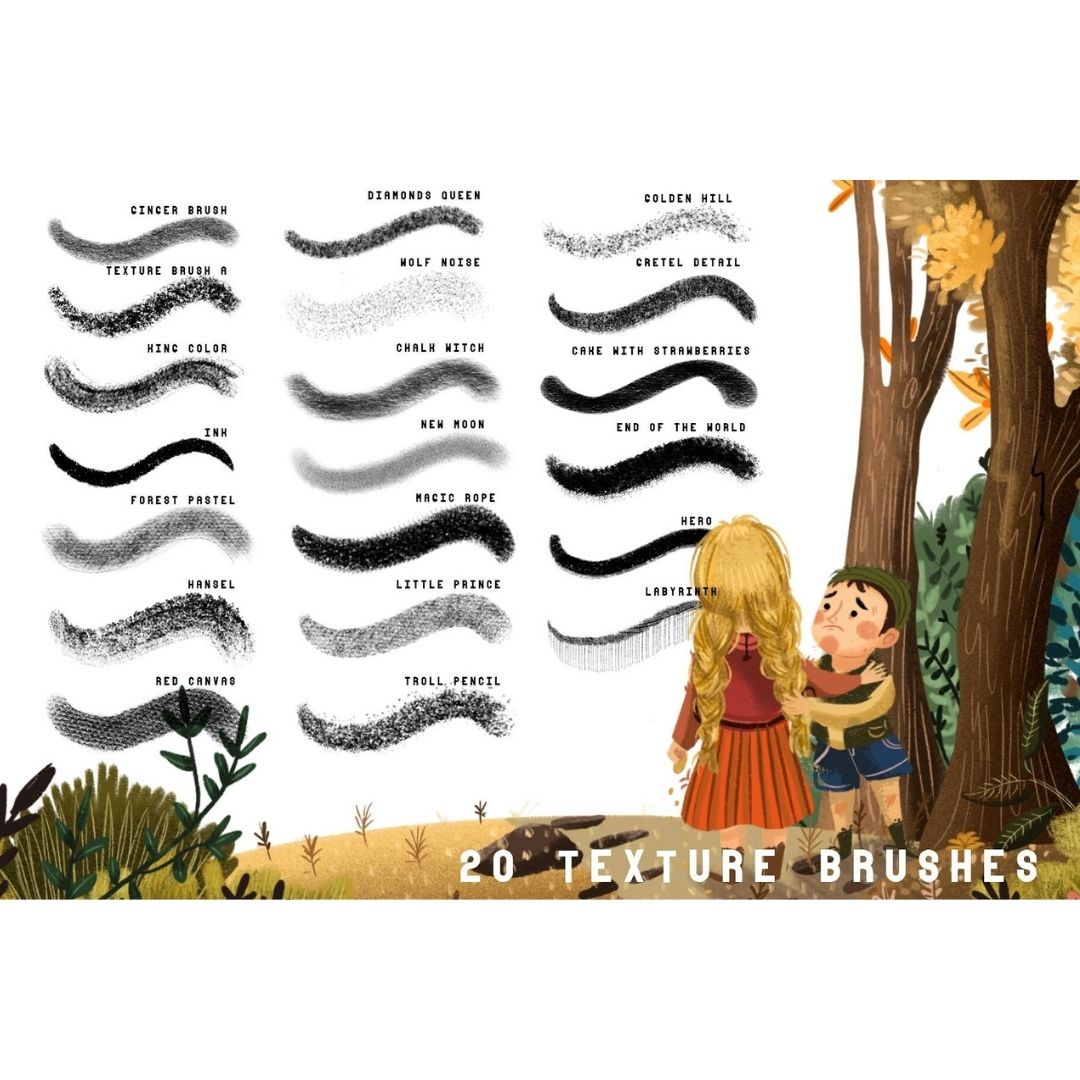 30 Storybook Studio Texture Brushes for Procreate