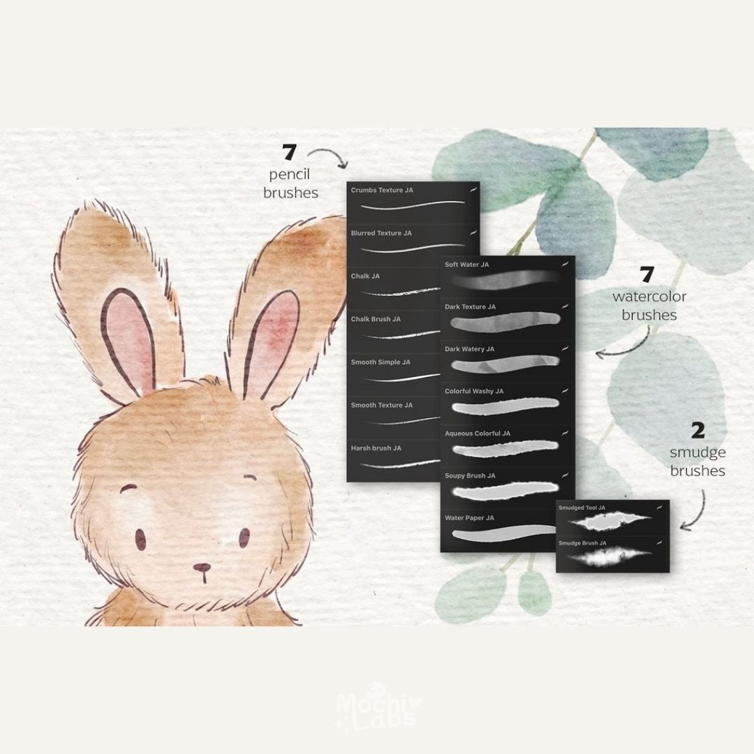 14 Watercolor & Pencil Brushes for Procreate