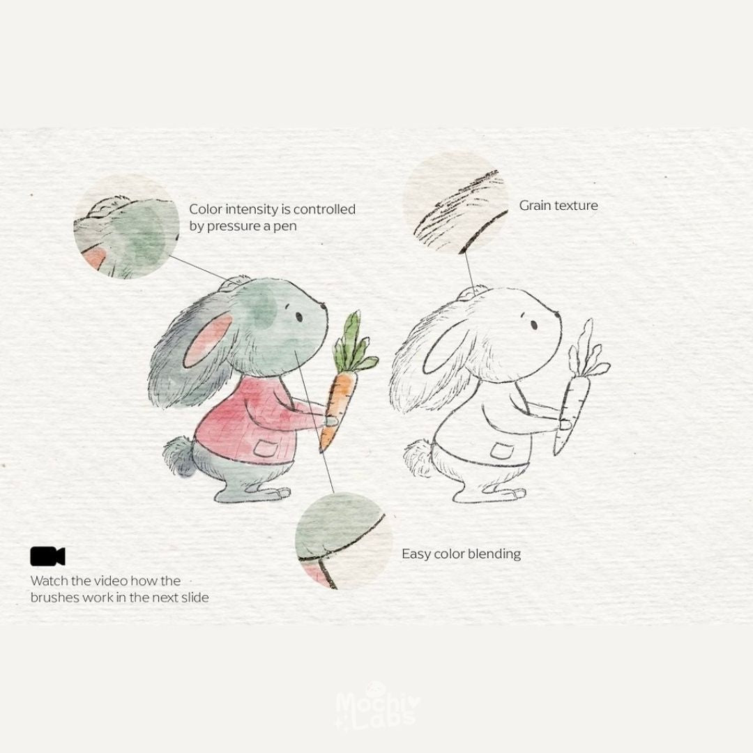 14 Watercolor & Pencil Brushes for Procreate